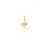 Zawieszka z trzech kolorów złota w kształcie flaminga z cyrkoniami 5 cm