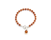 Bransoletka srebrna z ciemnym bursztynem