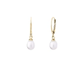 Kolczyki srebrne z białą perłą pozłacane