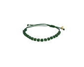 Bransoletka złota sznurkowa z sześciennymi koralikami i kuleczkami z żółtego złota zielony sznurek