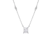 Naszyjnik srebrny z przezroczystą cyrkonią i małymi kamieniami