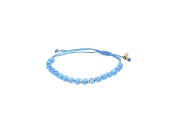 Bransoletka złota sznurkowa z sześciennymi koralikami i kuleczkami z żółtego złota błękitny sznurek