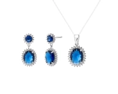Komplet srebrny z niebieską cyrkonią w dekoracyjnej oprawie