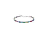 Bransoletka srebrna tenisowa z multikolorowymi cyrkoniami