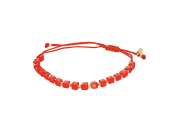 Bransoletka złota sznurkowa czerwona z kamieniami naturalnymi