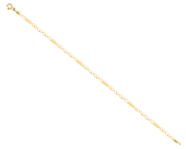 Bransoletka złota dwukolorowa z potrójnymi ogniwami przetykanymi pojedynczym elementem ozdobnym z wypełnieniem wewnątrz, zapięcie na karabińczyk