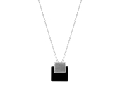 Naszyjnik krótki typu ankier z zawieszką w kształcie kwadratu wykonaną z czarnego kamienia