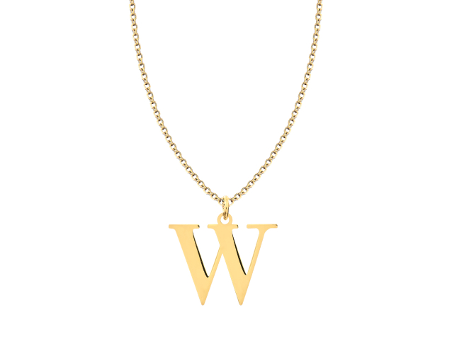 Naszyjnik złoty łańcuszkowy z wisiorkiem w kształcie litery W
