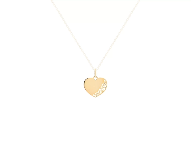 Zawieszka złota w kształcie serca z ażurowymi otworkami w kształcie serduszek