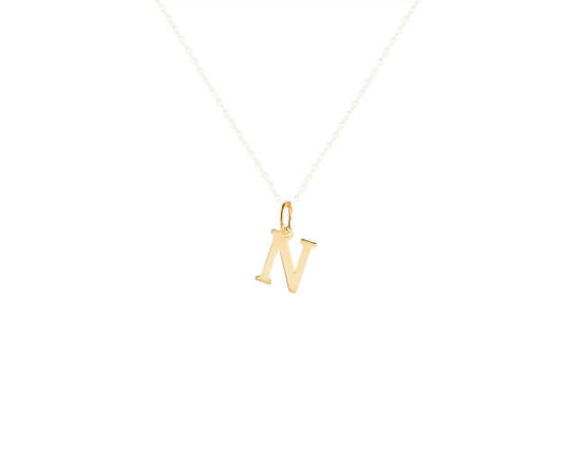 Zawieszka złota do naszyjnika w kształcie litery N