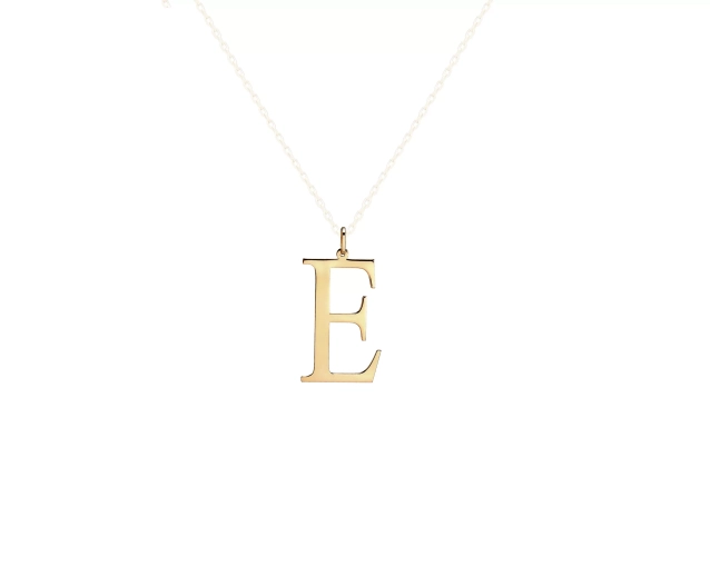 Zawieszka złota w kształcie litery E