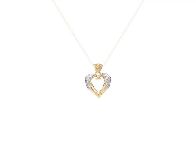 Zawieszka złota dwukolorowa w kształcie serca o rzeźbionej powierzchni