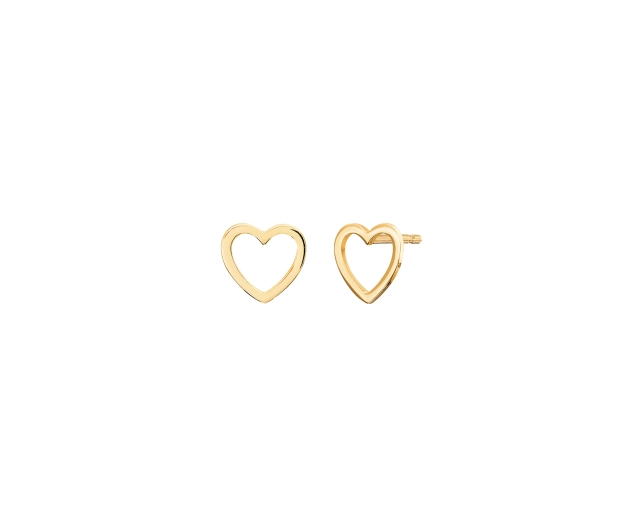 Kolczyki złote punktowe w kształcie serc