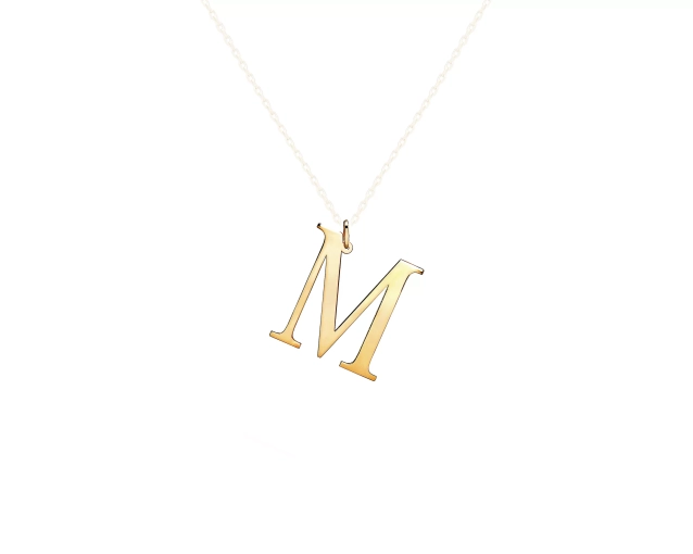 Złota zawieszka w kształcie litery M