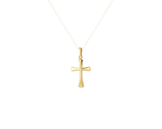 Zawieszka złota mała w kształcie krzyża o gładkiej powierzchni