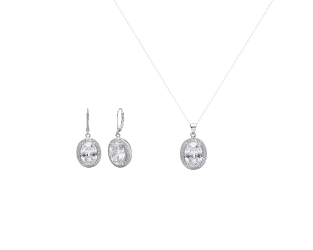 Komplet biżuterii srebrnej z białymi cyrkoniami