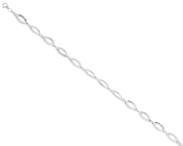 Bransoletka srebrna z eliptycznymi segmentami i tłoczonym wzorem na powierzchni