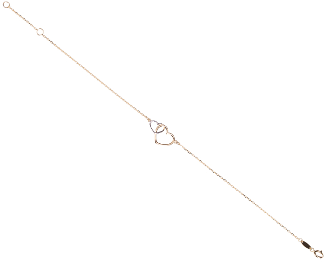 Bransoletka złota łańcuszkowa z dwoma połączonymi sercami