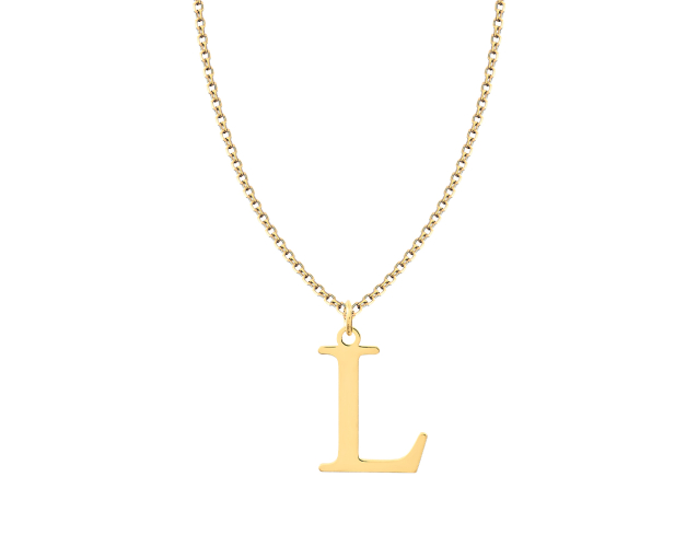 Naszyjnik złoty łańcuszkowy bezkamieniowy z literką L