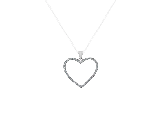 Zawieszka srebrna w kształcie serca wysadzana cyrkoniami