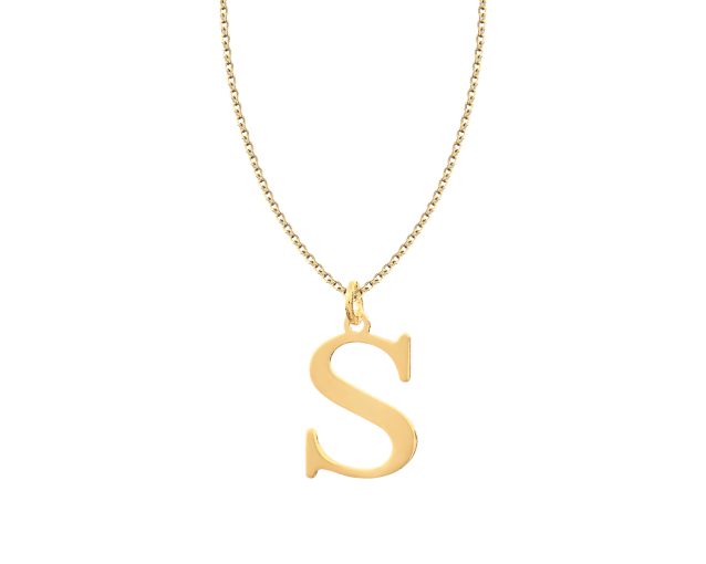 Naszyjnik złoty łańcuszkowy z wisiorkiem w kształcie litery S