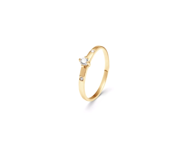 Klasyczny pierścionek złoty z białymi cyrkoniami - Jubiler Schubert