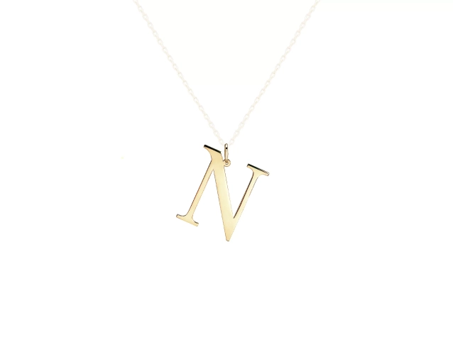 Zawieszka złota w kształcie litery N