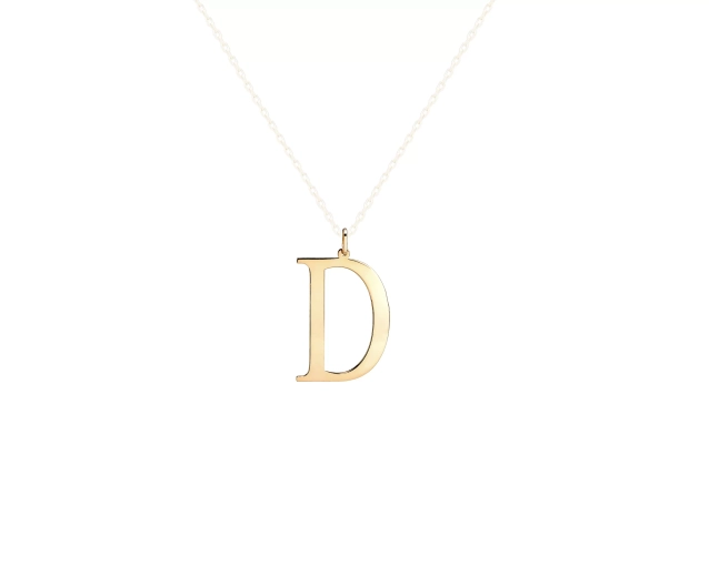 Zawieszka złota do naszyjnika w kształcie litery D