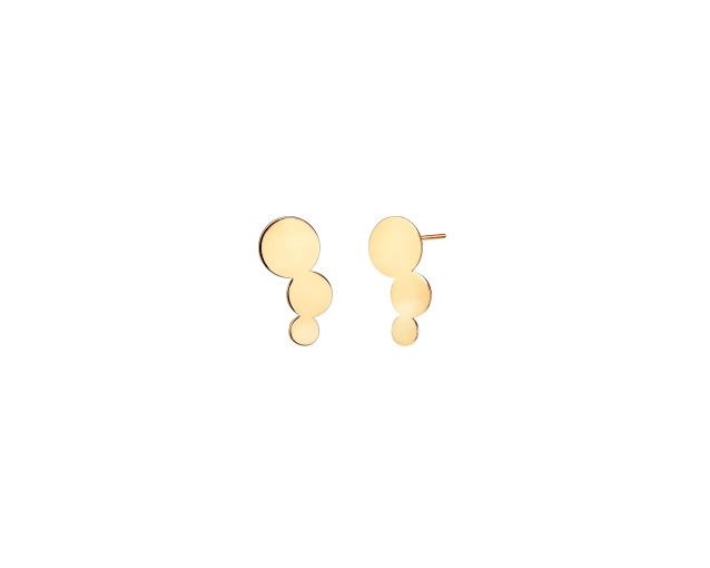 Kolczyki złote punktowe trzy połączone kropki