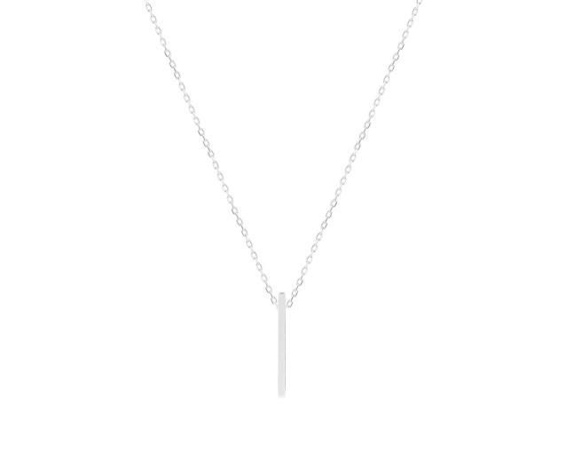 Naszyjnik srebrny typu ankier z zawieszką w kształcie prostego pręcika