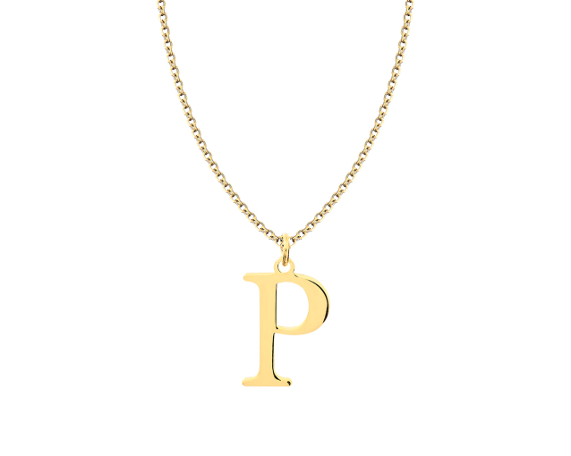 Naszyjnik złoty z wisiorkiem w kształcie litery P