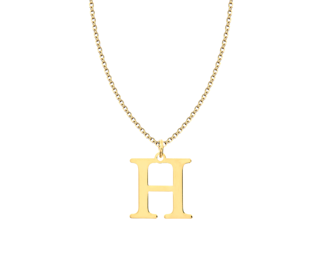 Naszyjnik złoty z wisiorkiem w kształcie litery H