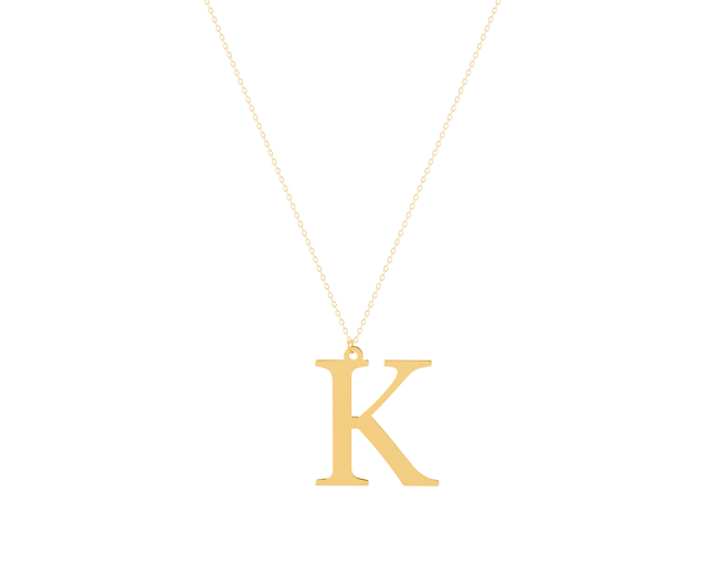 Naszyjnik srebrny pozłacany z wisiorkiem z literką K
