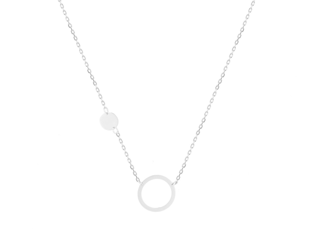 Naszyjnik srebrny ankier z okrągłymi zawieszkami umieszczonymi asymetrycznie