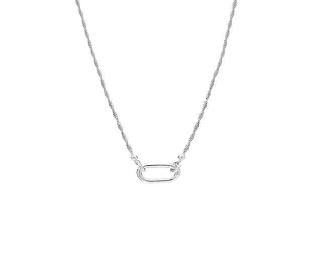 Naszyjnik srebrny z zawieszką w kształcie elipsy i grubym skręconym łańcuszkiem