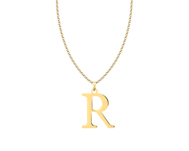 Naszyjnik złoty z wisiorkiem w kształcie litery R