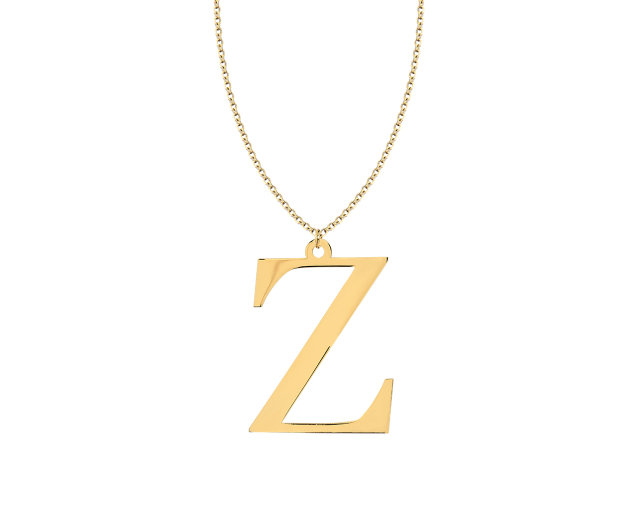 Naszyjnik srebrny pozłacany typu ankier z zawieszką w kształcie litery Z
