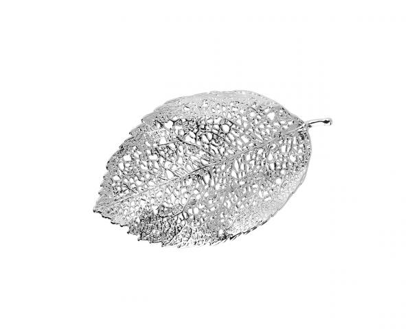 Broszka srebrna w kształcie liścia ażurowa