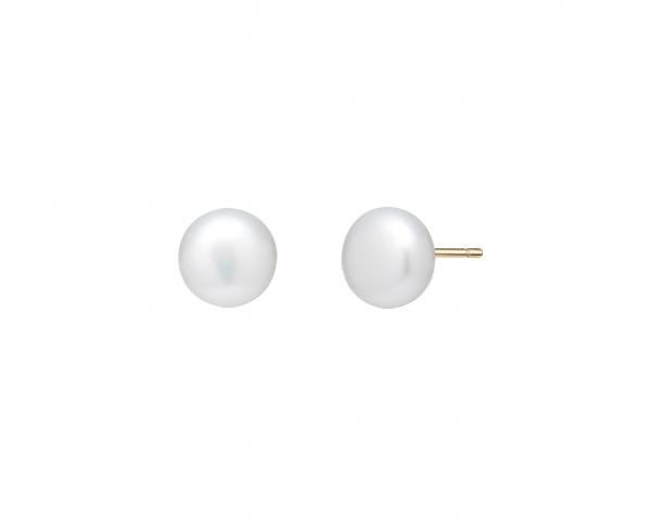 Kolczyki srebrne pozłacane punktowe z białą perłą klasyczne