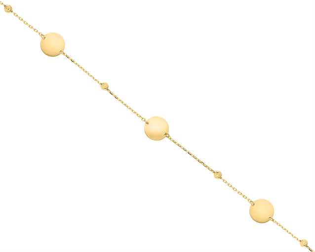Bransoletka celebrytka złota z naprzemiennie ułożonymi kółkami w dwóch wielkościach