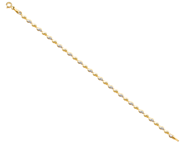 Bransoletka złota z biało-żółtym zdobieniem w ażurowych listkach