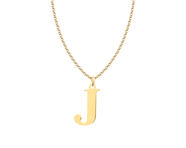 Naszyjnik złoty łańcuszkowy z wisiorkiem w kształcie litery J