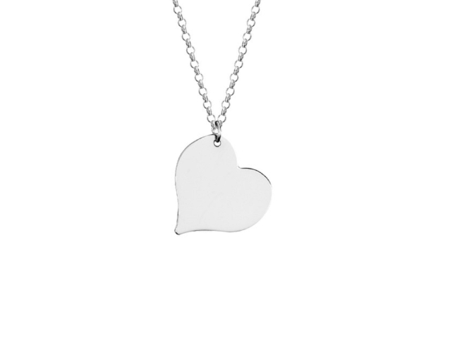 Srebrny naszyjnik cienki łańcuszek z wisiorkiem w kształcie przechylonego serca