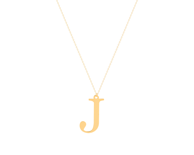 Naszyjnik srebrny pozłacany typu ankier z zawieszką w kształcie litery J