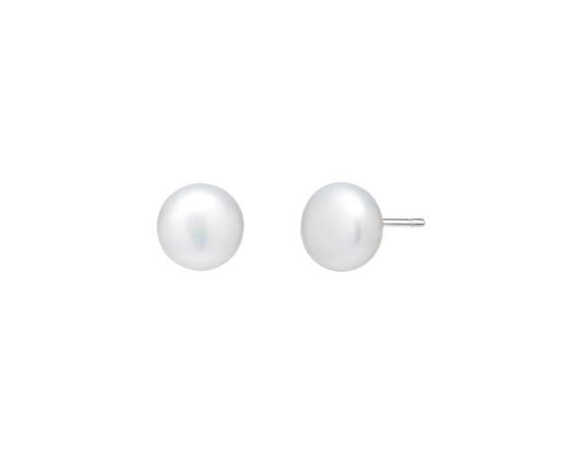 Kolczyki srebrne punktowe z białą perłą klasyczne