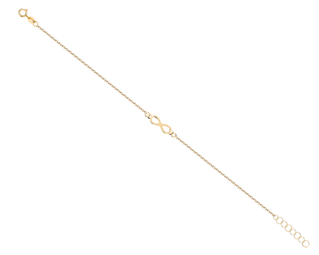 Bransoletka złota typu celebrytka z zawieszką symbolizującą nieskończoność