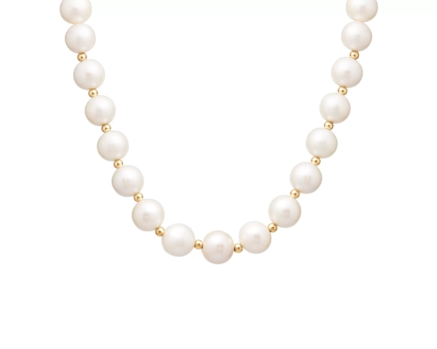Naszyjnik złoty z białymi perłami