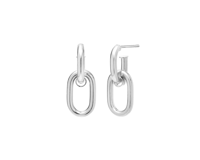 Kolczyki srebrne wiszące dwuelementowe w kształcie zaokrąglonych prostokątów