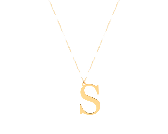 Naszyjnik srebrny pozłacany typu ankier z zawieszką w kształcie litery S