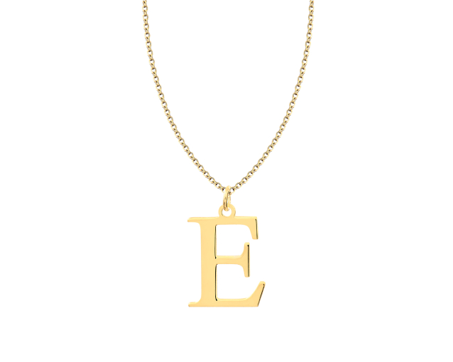 Naszyjnik złoty łańcuszkowy z literką E